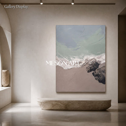 Gray And Brown Neutral Landscape Painting Rectangular Wall Art Original Artist Hand Painted By Mesonart