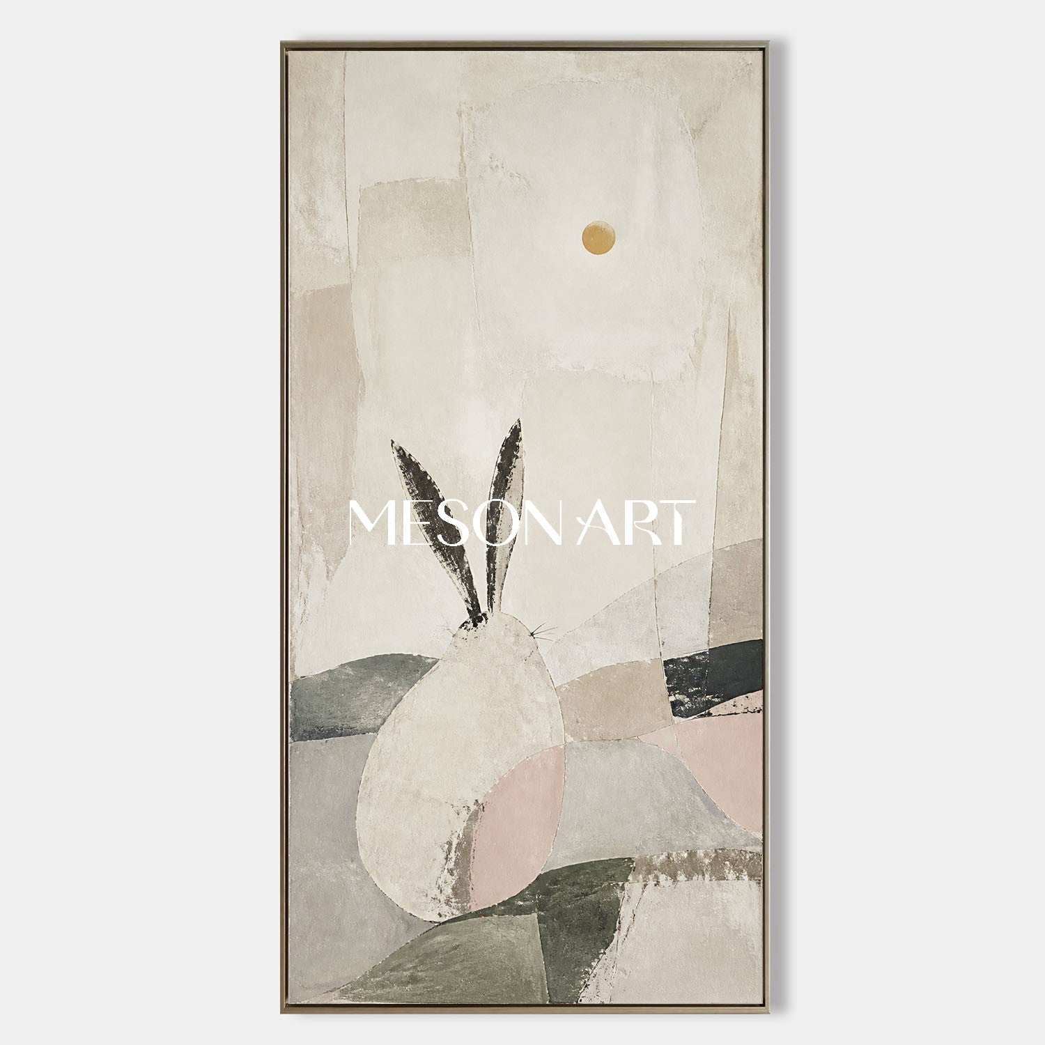 Minimalist Rabbit Wall Art Abstract Canvas Painting For Living Room And Bedroom Decor