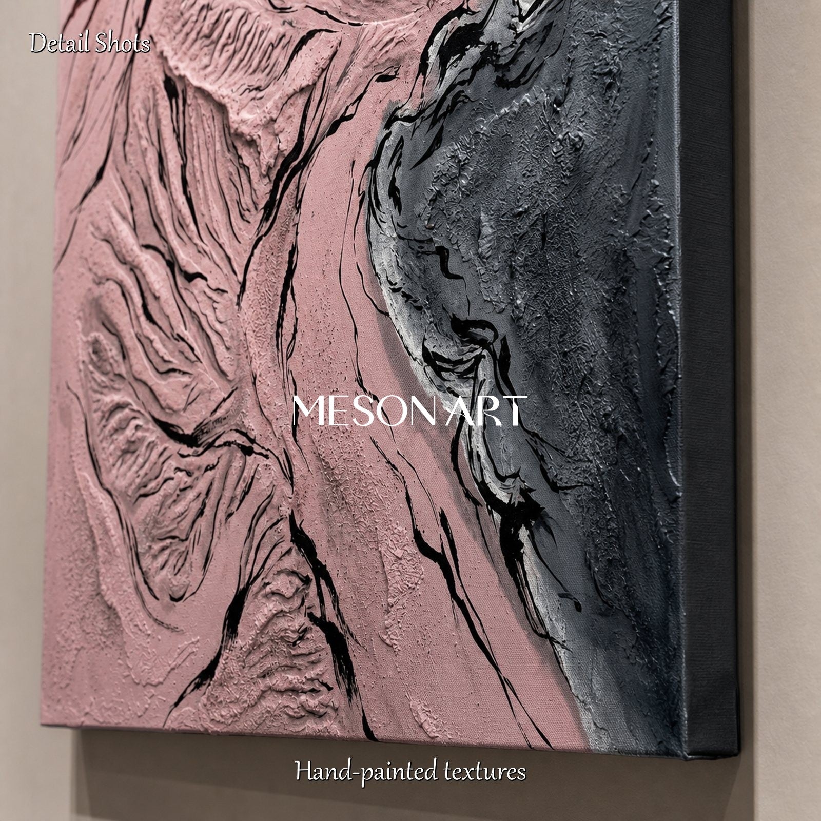 Pink Mountain Abstract Art For Modern Living Room Decor With Textured Relief