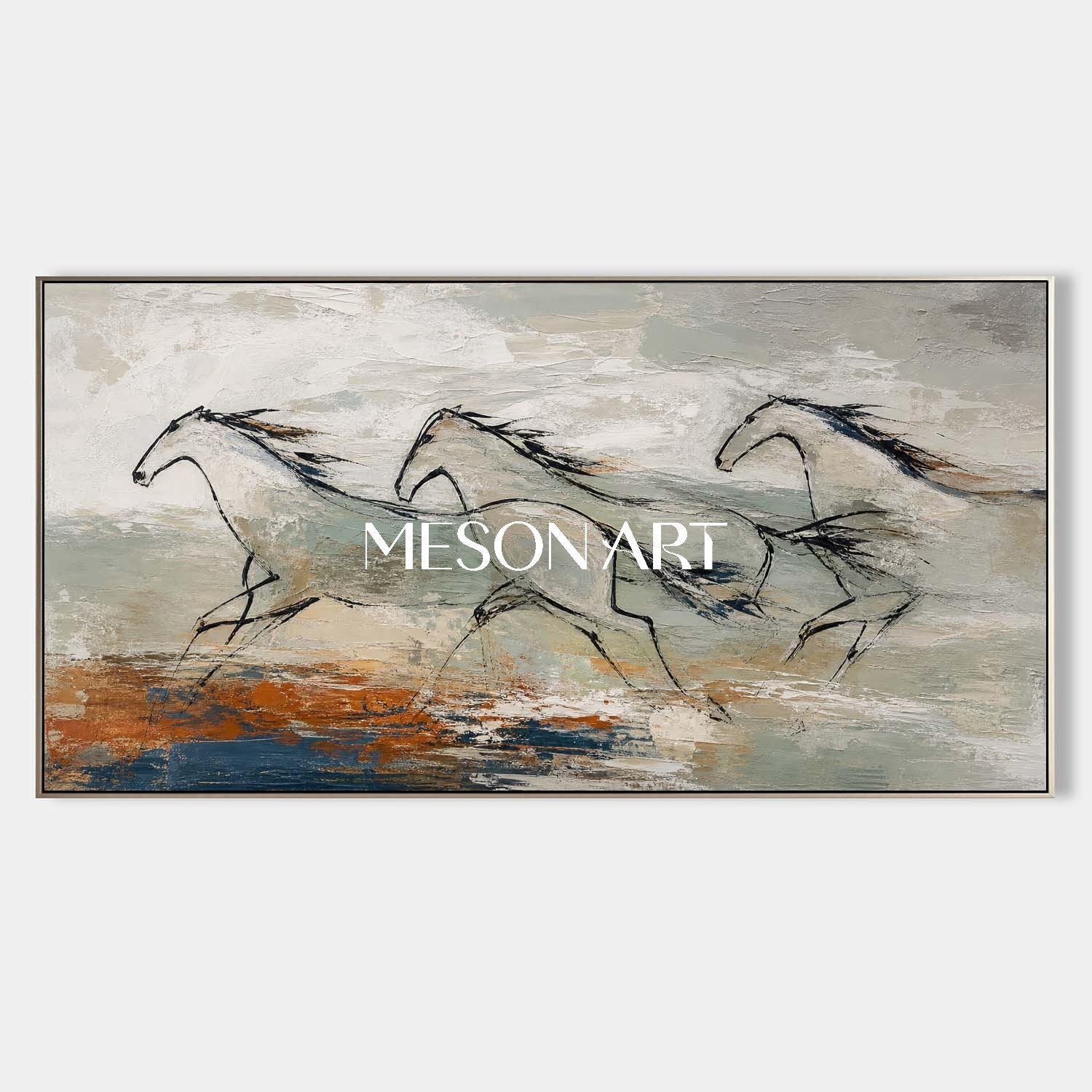 Minimalist Horse Abstract Art On Canvas For Modern Living Room Decor With Smooth Texture