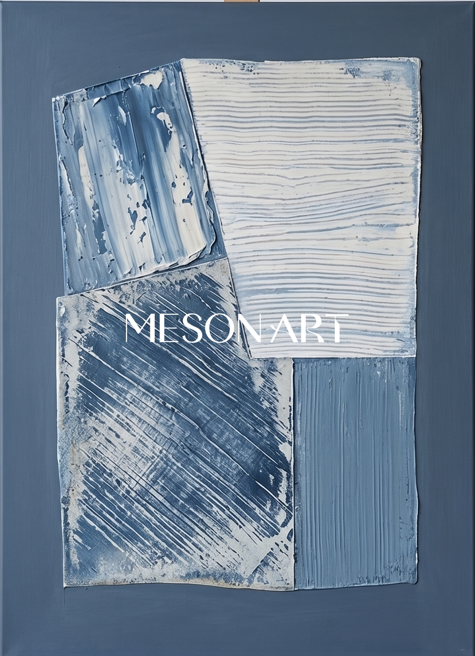Blue Minimalist Abstract Painting Set For Modern Living Room Wall Decor