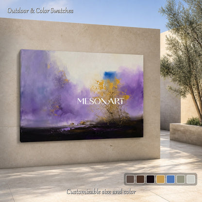 Purple And Gold Abstract Expressionist Art Rectangular Painting Original Artist By Mesonart