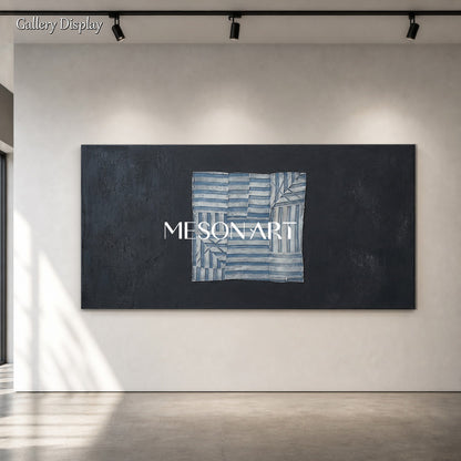 Navy Blue Abstract Art Painting With Smooth Texture For Modern Living Room Decor