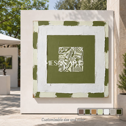 Original Green And White Abstract Art With Textured Relief For Modern Home Decor