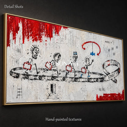 Red And White Abstract Painting Original Hand Painted Contemporary Art For Living Room By Mesonart