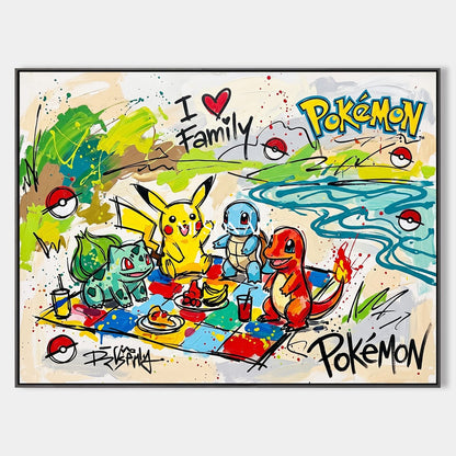 Yellow And Red Pop Art Painting Of Pikachu Pokemon Rectangular Wall Art By Mesonart