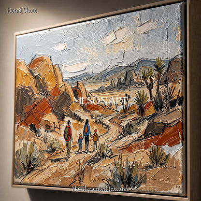 Beige And Blue Landscape Painting Contemporary Mountain Art Rectangular Wall Decor Original Artist By Mesonart