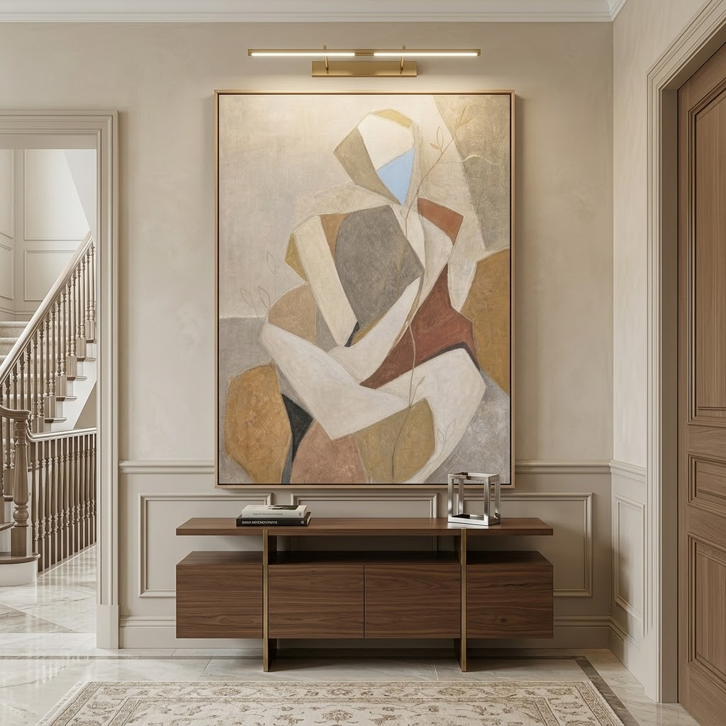 Wabi Sabi Abstract Painting With Earthy Tones For Modern Living Room Decor