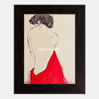 Red And Black Fine Art Collectible Luxury Wall Decor Rectangular Painting By Mesonart