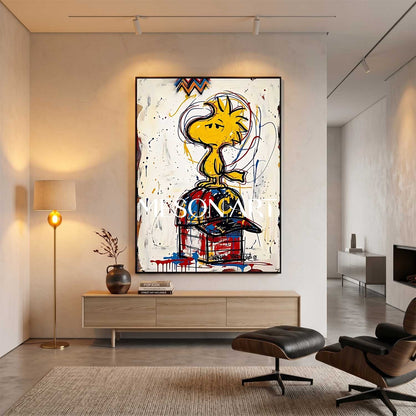 Graffiti Abstract Painting With Cartoon Character For Modern Living Room Entryway Kids Room