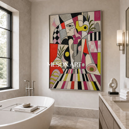 Modern Cubist Portrait Art With Pop Flair For Chic Living Spaces