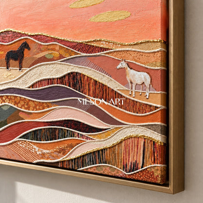 Terracotta And Brown Abstract Landscape Painting Rectangular Wall Art Original Artist By Mesonart
