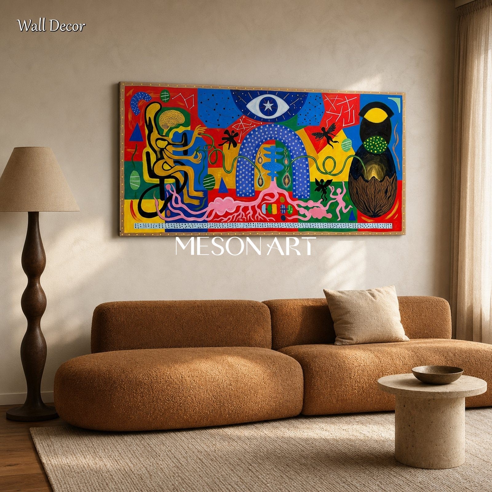 Vibrant Abstract Surrealist Painting With Bold Colors For Modern Living Room Wall Art Decor