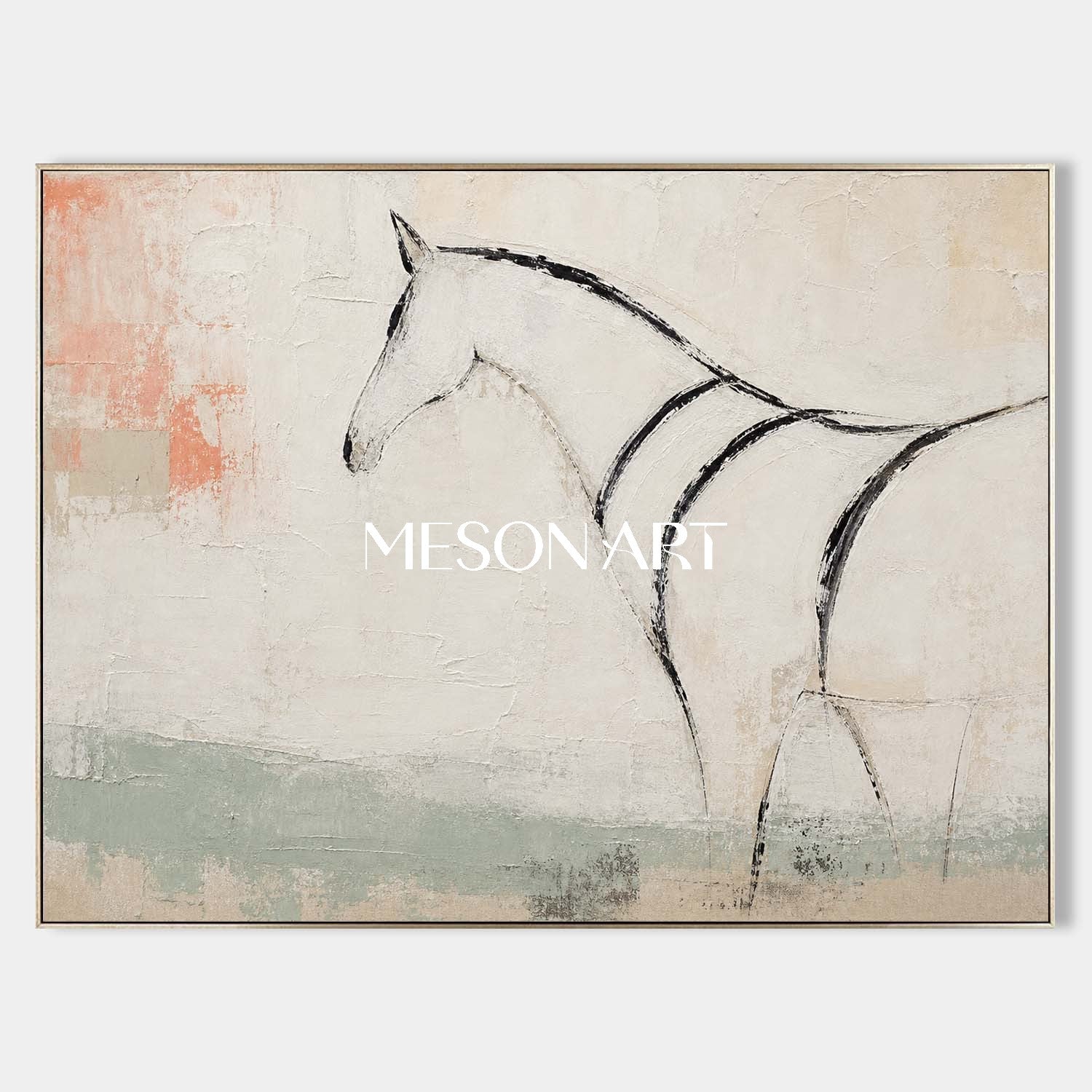 Minimalist Horse Painting Abstract Animal Wall Art For Modern Living Room And Home Office Decor