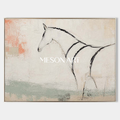 Minimalist Horse Painting Abstract Animal Wall Art For Modern Living Room And Home Office Decor
