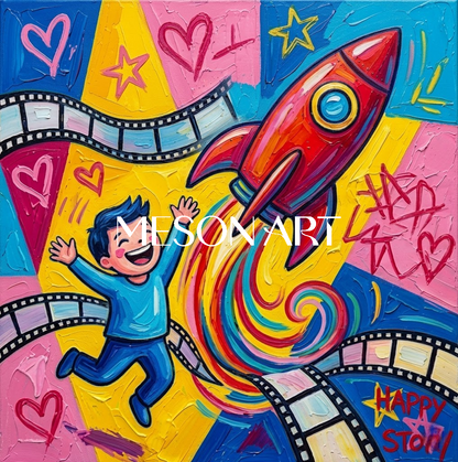 Family Artwork Contemporary Art Kids Wall Art Abstract Pop Art original artwork