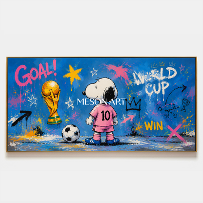 Snoopy World Cup Graffiti Art For Kids Room And Living Space With Blue Pink Colors