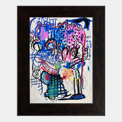 Blue And Pink Contemporary Figurative Painting Original Artist Rectangular Wall Art For Living Room By Mesonart