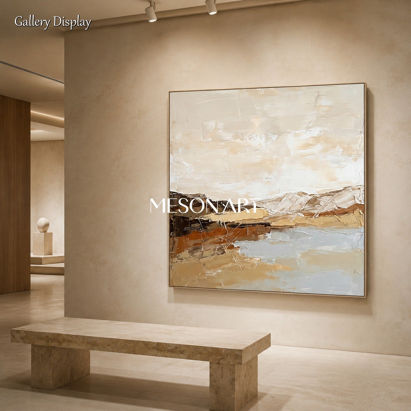 Beige And Brown Abstract Painting Square Wall Art Original Artist Hand Painted By Mesonart