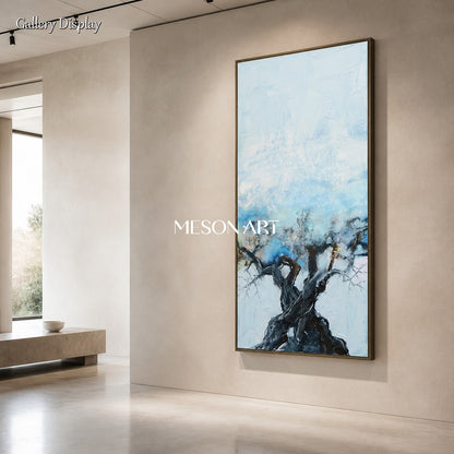 Blue And Black Abstract Painting Panoramic Landscape Wall Art Modern Contemporary Luxury By Mesonart