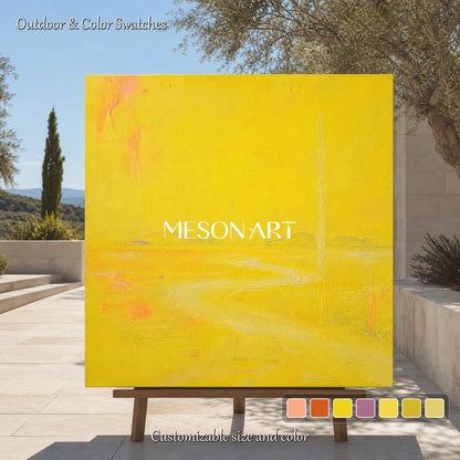 Minimalist Yellow Landscape Painting With Soft Texture For Modern Living Room Wall Decor