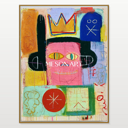 Yellow And Blue Abstract Graffiti Painting Rectangular Wall Art For Living Room Original Artist By Mesonart
