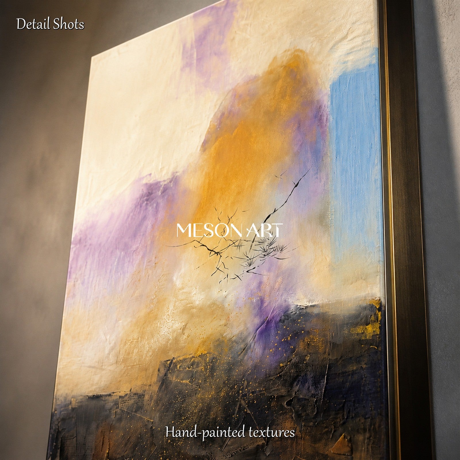 Purple And Gold Abstract Landscape Painting Panoramic Modern Contemporary Art Original Artist By Mesonart