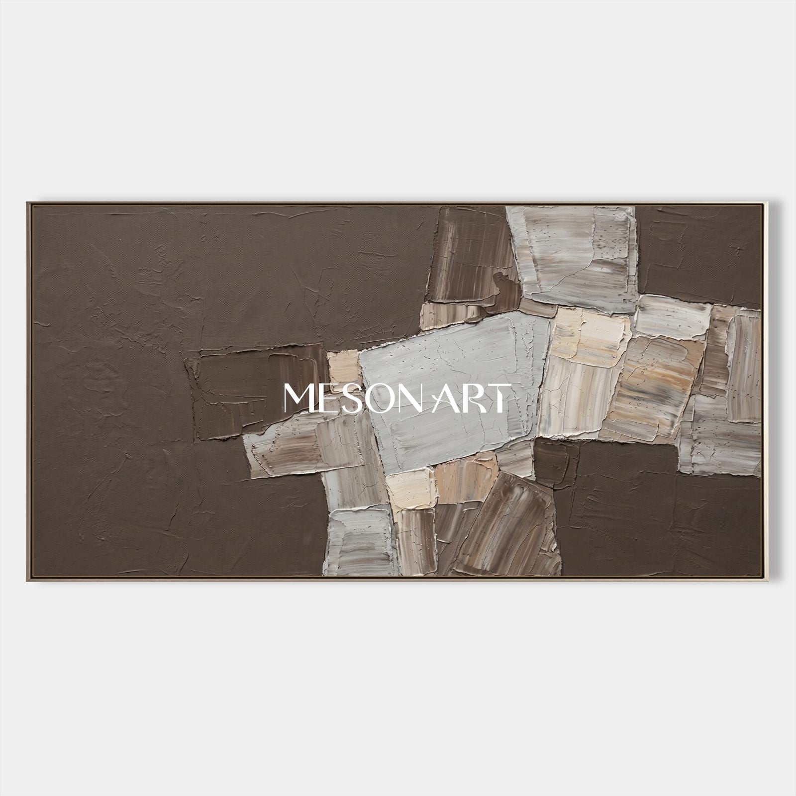 Large Brown Abstract Art Painting Minimalist Textured Wall Decor For Living Room