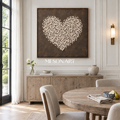 Beige And Brown Abstract Impasto Art Square Wall Decor For Living Room Original Artist By Mesonart
