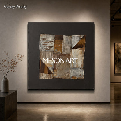 Wabi-Sabi Abstract Art With Textured Relief For Modern Living Room Decor