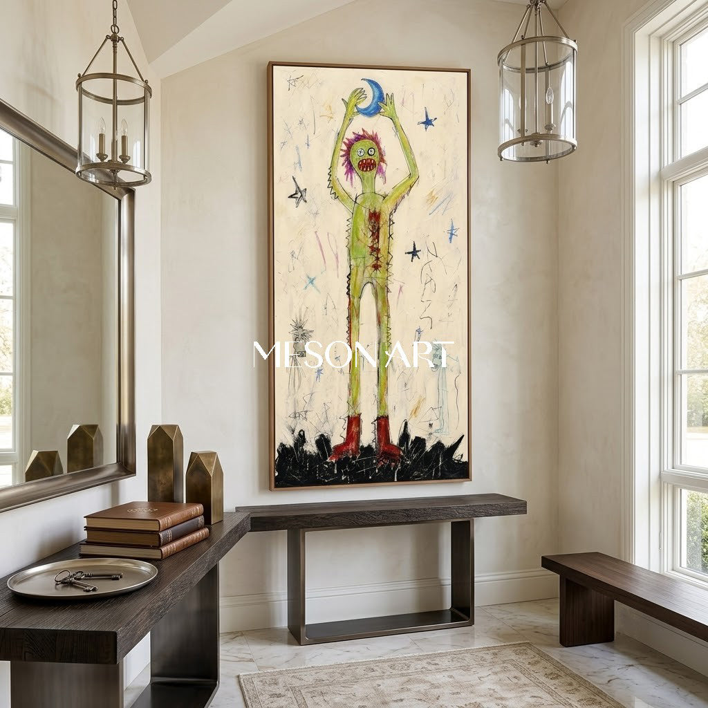 Unique Pop Art Graffiti Painting With Whimsical Characters For Modern Living Room Decor