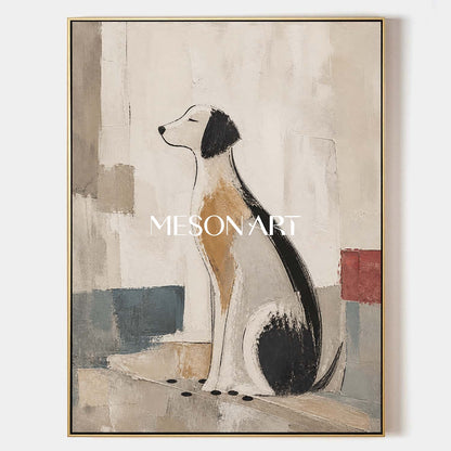 Minimalist Dog Painting Abstract Canvas Wall Art For Modern Living Room Decor