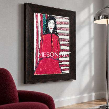 Red And Black Figurative Symbolic Portrait Rectangular Wall Art Original Contemporary Artwork By Mesonart