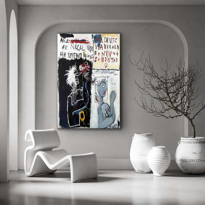 Black and White Graffiti Abstract Canvas Wall Art For Sale Basquiat Style Abstract Oil Painting