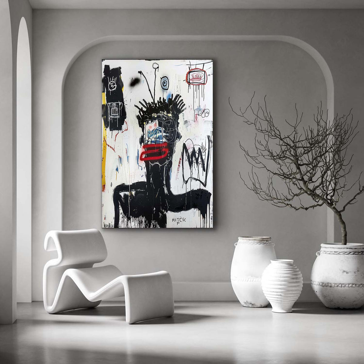 Basquiat Graffiti Abstract Art Black and White Graffiti Abstract Canvas ...