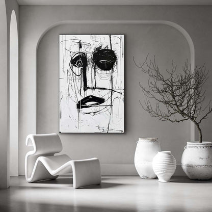 Black and White Basquiat Graffiti Abstract Canvas Wall Painting Black and White Graffiti Abstract Art