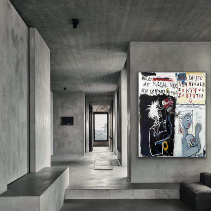 Black and White Graffiti Abstract Canvas Wall Art For Sale Basquiat Style Abstract Oil Painting