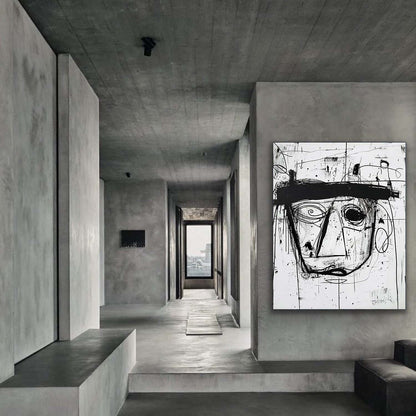 Black and White Minimalist Abstract Art Canvas Basquiat Graffiti Abstract Canvas Wall Hanging Painting