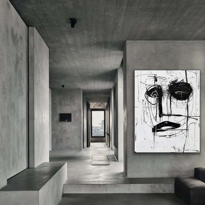 Black and White Basquiat Graffiti Abstract Canvas Wall Painting Black and White Graffiti Abstract Art