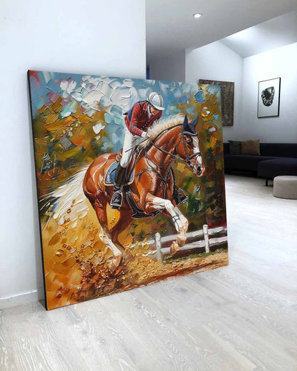 Horse Racing Canvas Wall Art Decor Equestrian Oil Painting Equestrian Wall Paintings For Sale