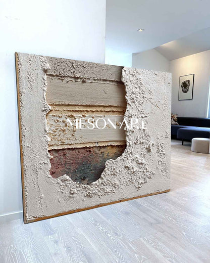 Large 3D Ivory White Abstract Canvas Art Ivory White Texture Painting Ivory White Wall Art Decor