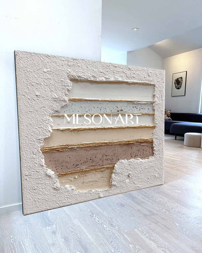 Large 3D White Abstract Plaster Canvas Art White Texture Painting White Plaster Wall Art Decoration