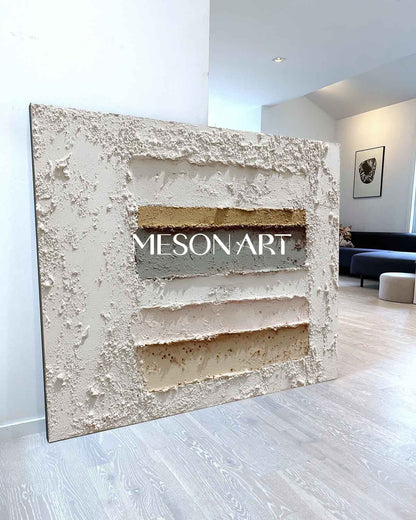 Large 3D White Plaster Texture Painting White Abstract Texture Canvas Art White Wall Art Decoration