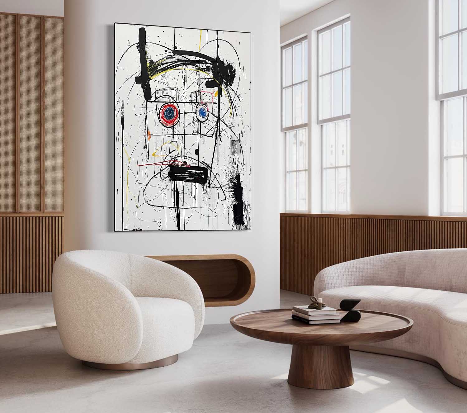 Basquiat Graffiti Abstract Canvas Wall Painting Decor Black and White Graffiti Abstract Art Canvas