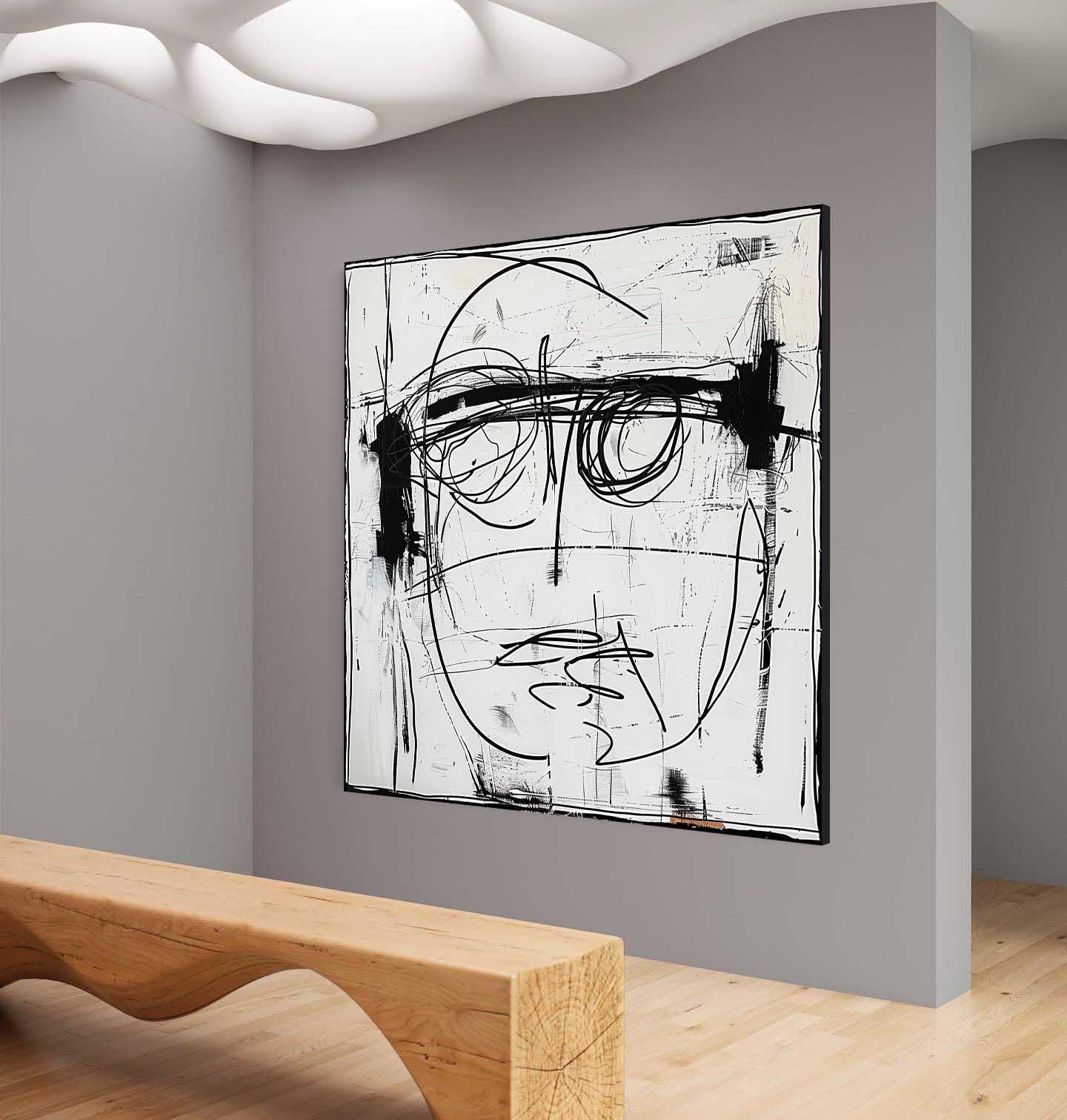 Black Line Cool Abstract Art Graffiti Canvas For Sale Cool Modern Street Graffiti Abstract Wall Art