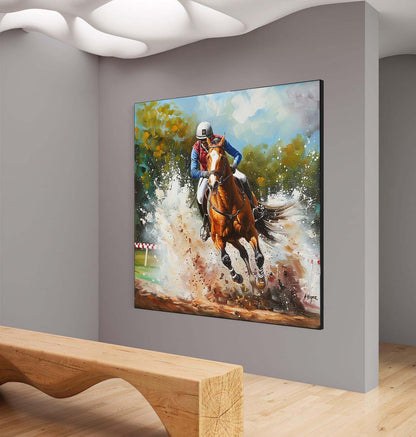 Horse Racing Oil Painting Horse Racing Canvas Wall Art Decor Equestrian Wall Paintings For Sale