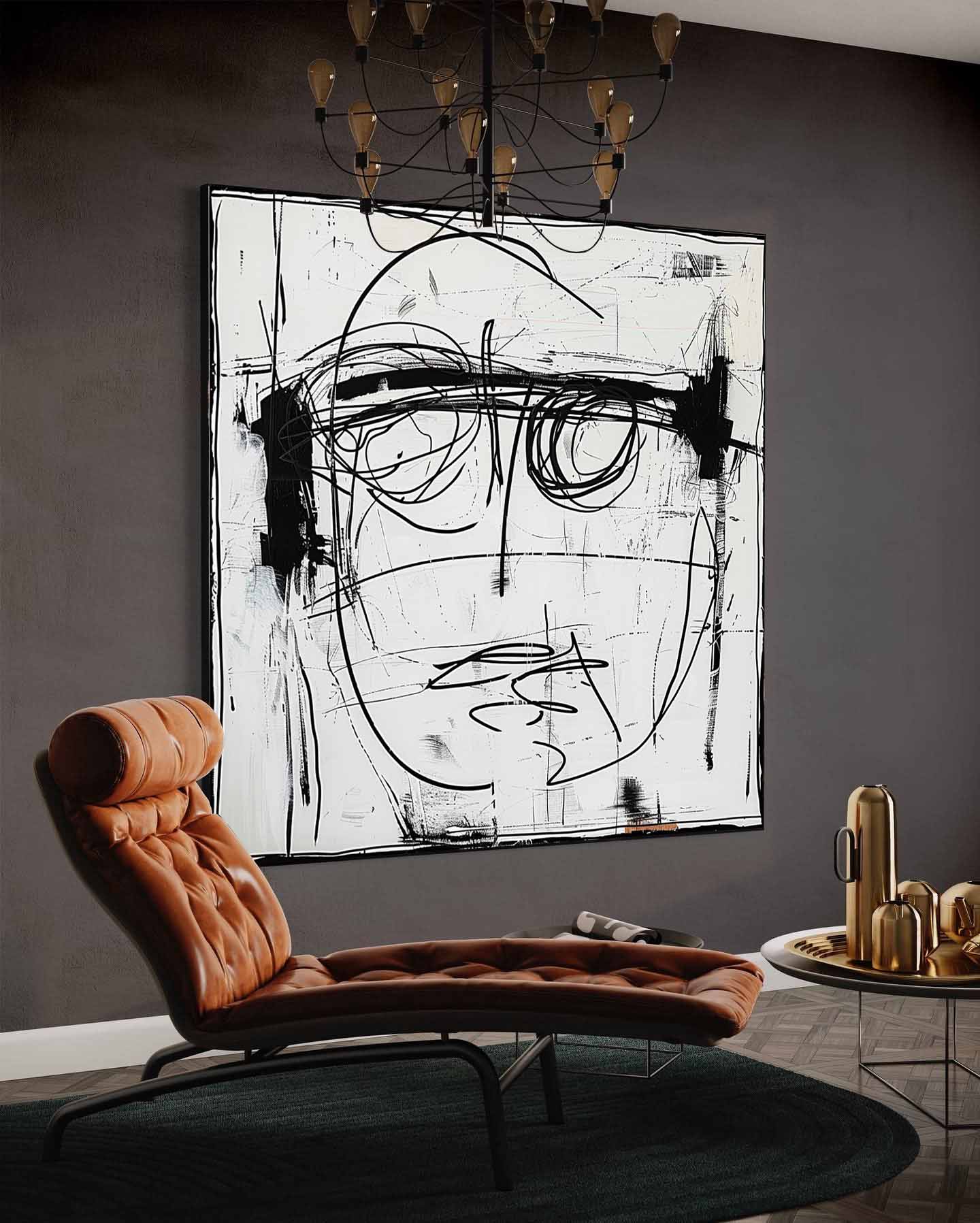 Black Line Cool Abstract Art Graffiti Canvas For Sale Cool Modern Street Graffiti Abstract Wall Art