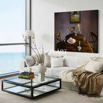 Modern Hyperrealism Table Painting Hyperrealism Still Life Canvas Art Restaurant Wall Art Decoration