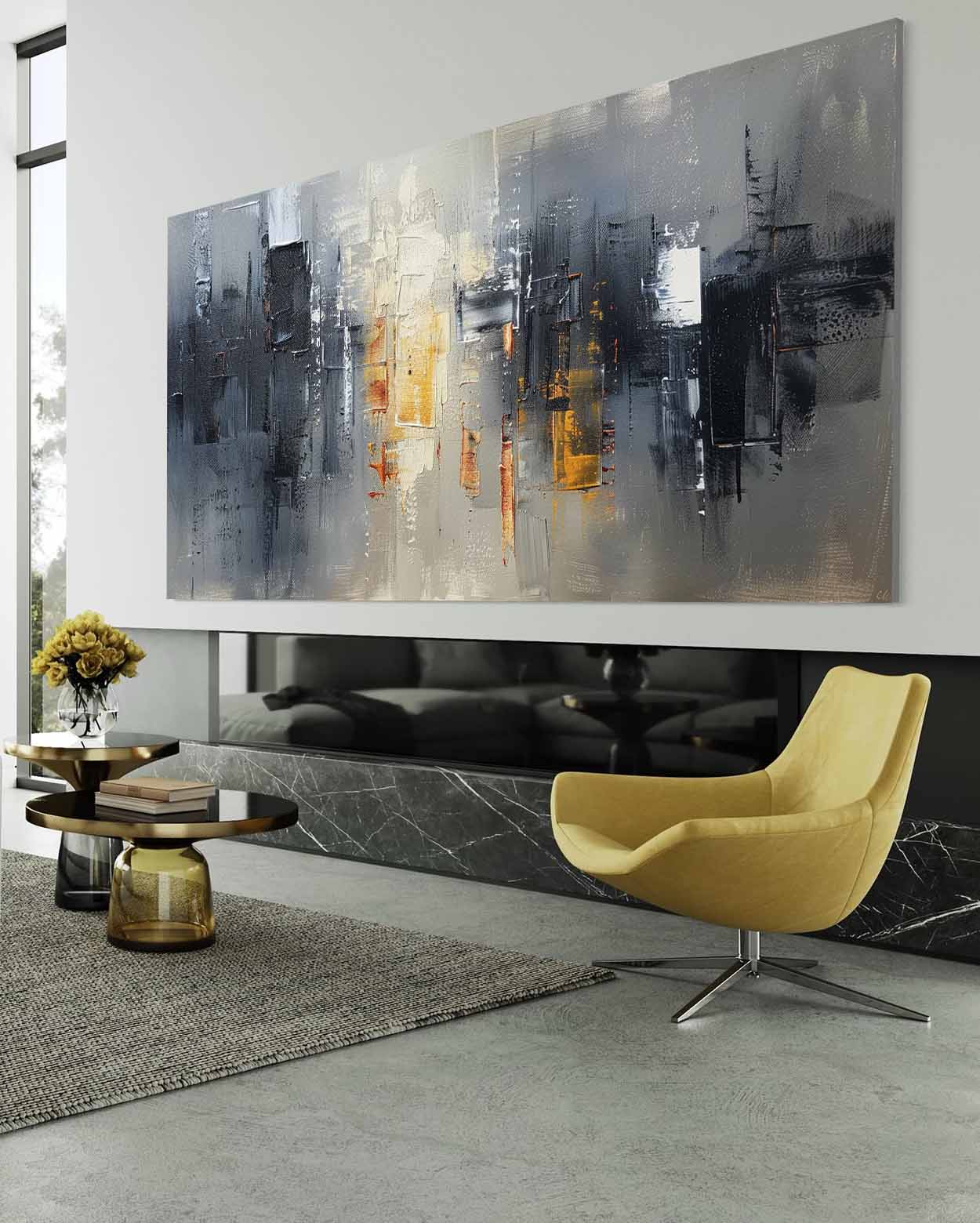 Large Night City Wall Paintings For Sale Abstract City Canvas Art For Sale