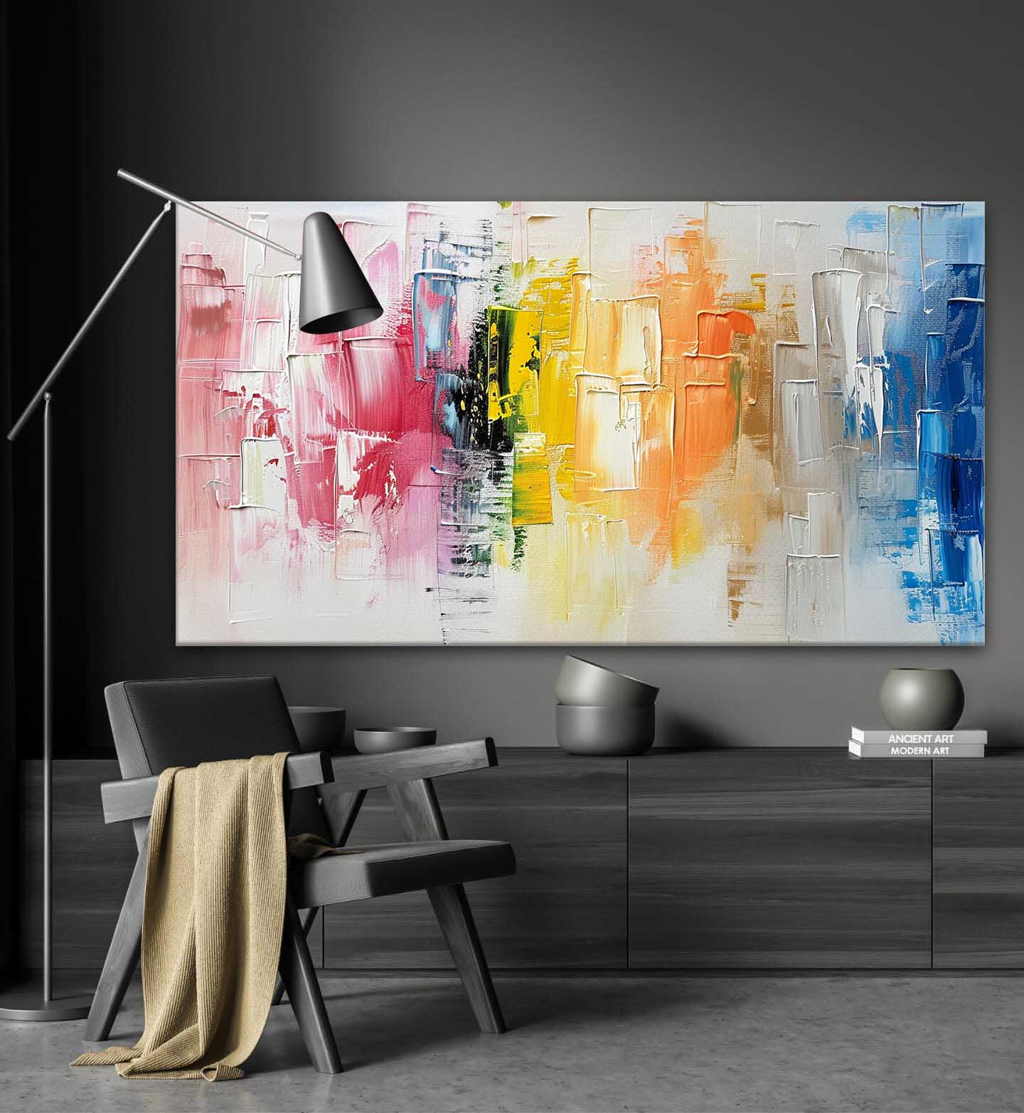 Large colorful abstract texture painting Colorful urban texture canvas wall art decoration